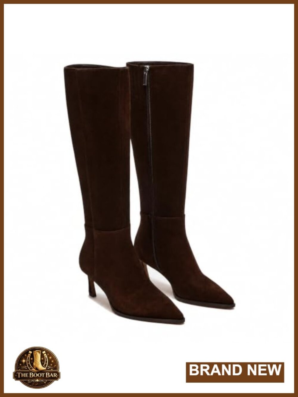 Kitten Heel Knee High Boots Pointed Toe Side Zip Synthetic Women's Dress Boots